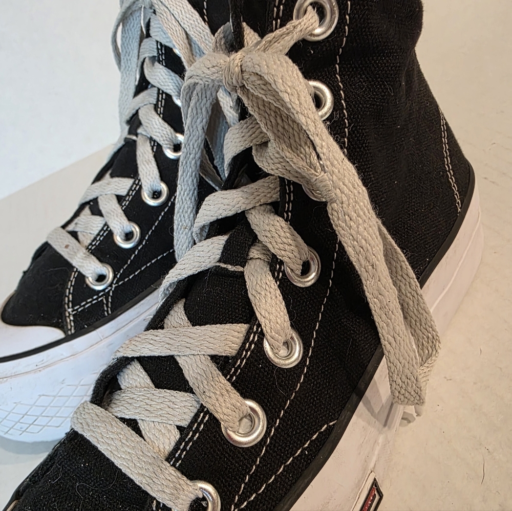 FILA Women's Black High-top Canvas Platform Sneakers - Picture 6 of 16